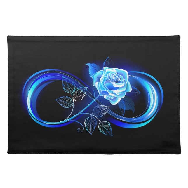 Glowing infinity with blue rose cloth placemat (Front)