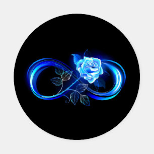 Glowing infinity with blue rose coaster set