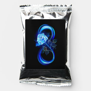 Glowing infinity with blue rose coffee drink mix