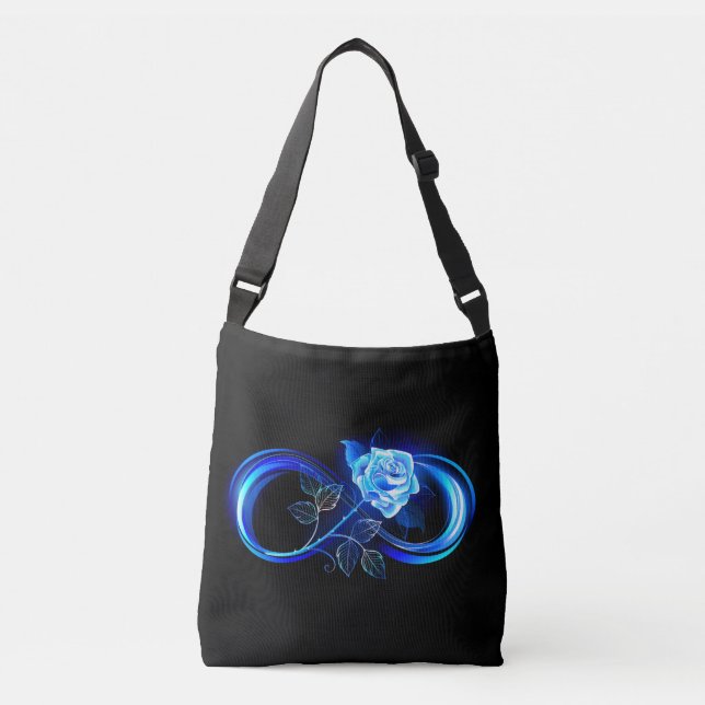 Glowing infinity with blue rose crossbody bag (Front)