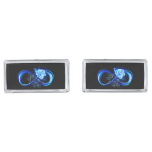 Glowing infinity with blue rose cufflinks