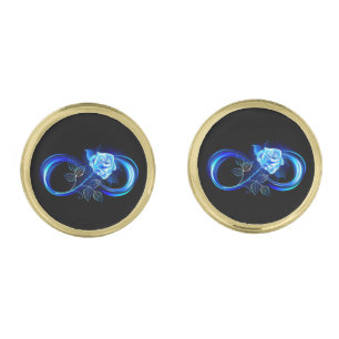 Glowing infinity with blue rose cufflinks