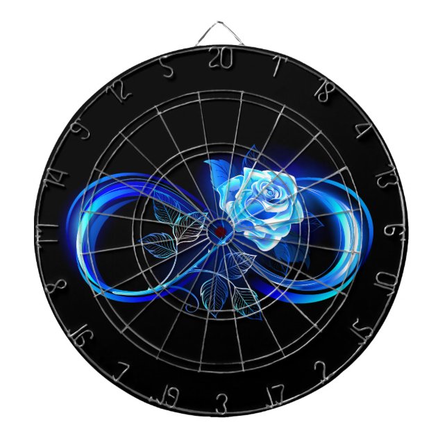 Glowing infinity with blue rose dart board (Front)