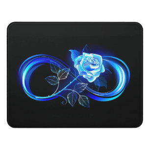 Glowing infinity with blue rose door sign
