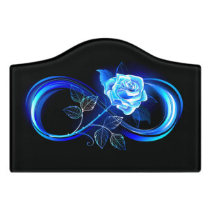 Glowing infinity with blue rose door sign
