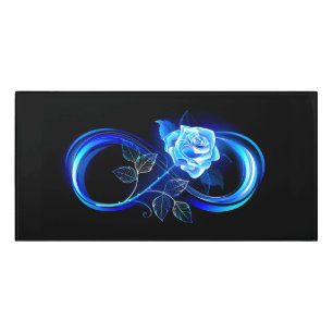 Glowing infinity with blue rose door sign