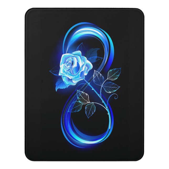 Glowing infinity with blue rose door sign (Contemporary Vert)