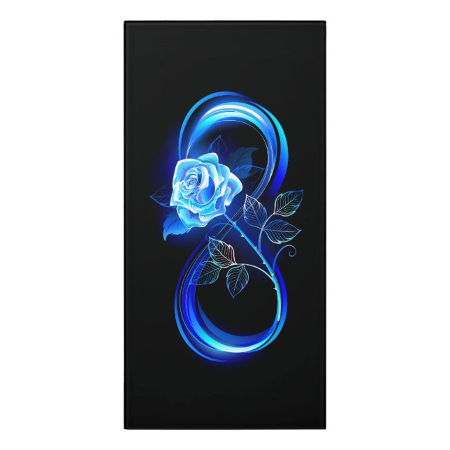 Glowing infinity with blue rose door sign (Classic Front Vert)
