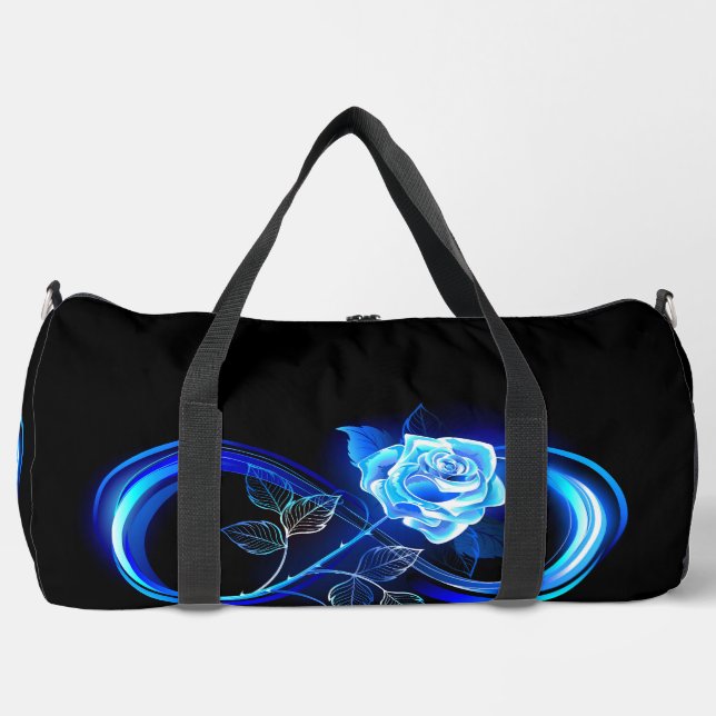 Glowing infinity with blue rose duffle bag (Front)