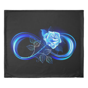 Glowing infinity with blue rose duvet cover