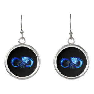 Glowing infinity with blue rose earrings
