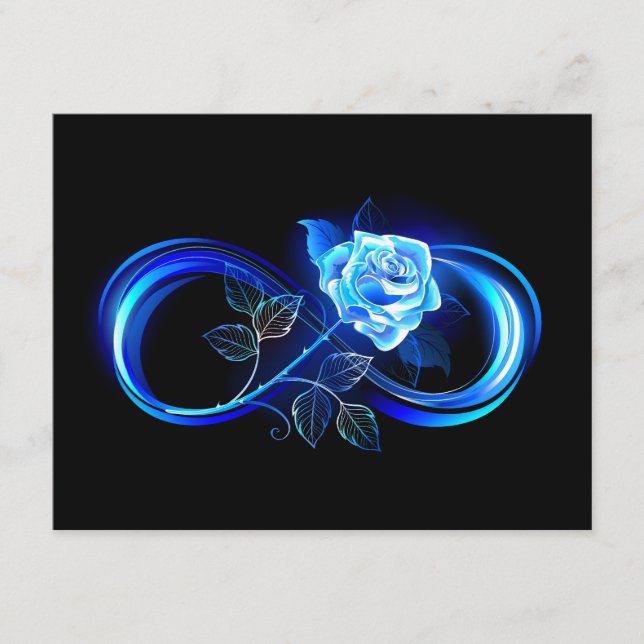 Glowing infinity with blue rose enclosure card (Front)