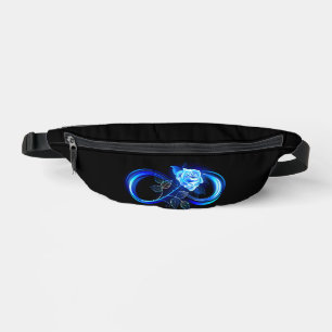 Glowing infinity with blue rose fanny pack