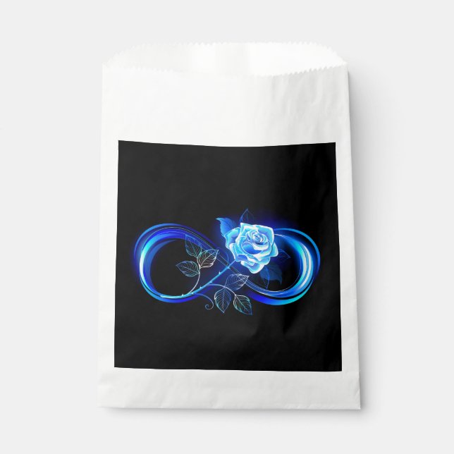 Glowing infinity with blue rose favor bag (Front)