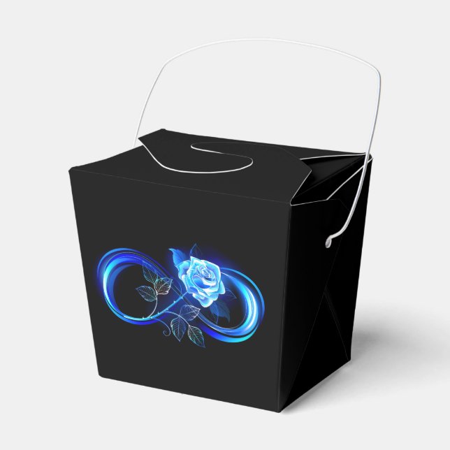 Glowing infinity with blue rose favor boxes (Front Side)