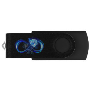 Glowing infinity with blue rose flash drive
