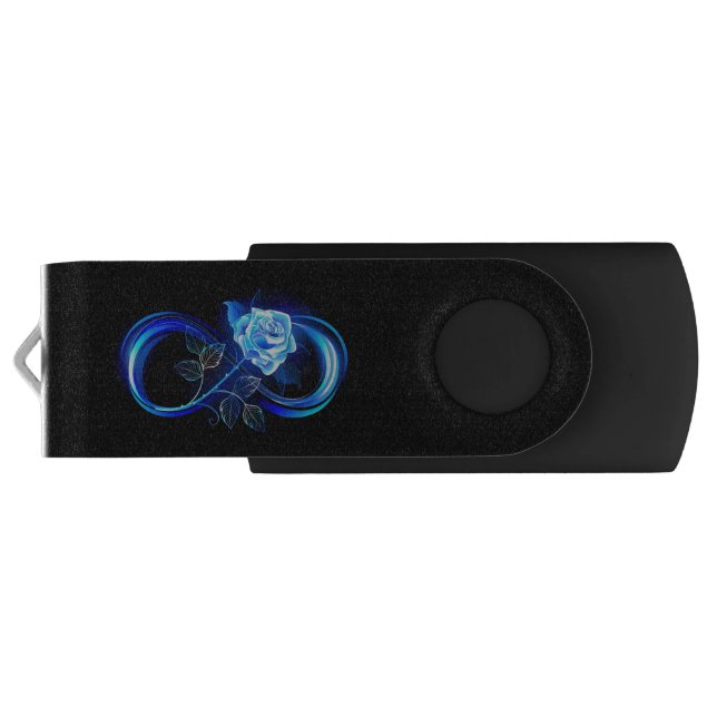 Glowing infinity with blue rose flash drive (Back)