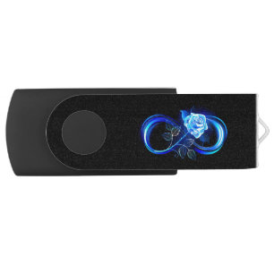 Glowing infinity with blue rose flash drive