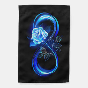 Glowing infinity with blue rose garden flag