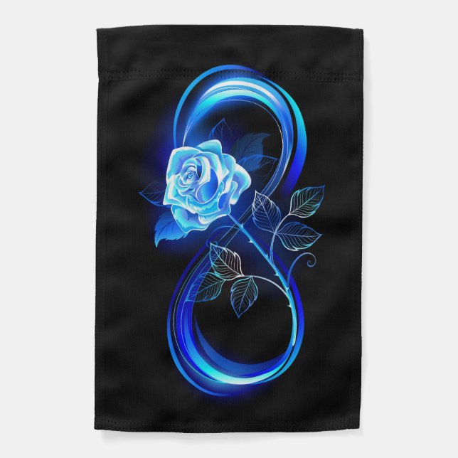 Glowing infinity with blue rose garden flag (Front)