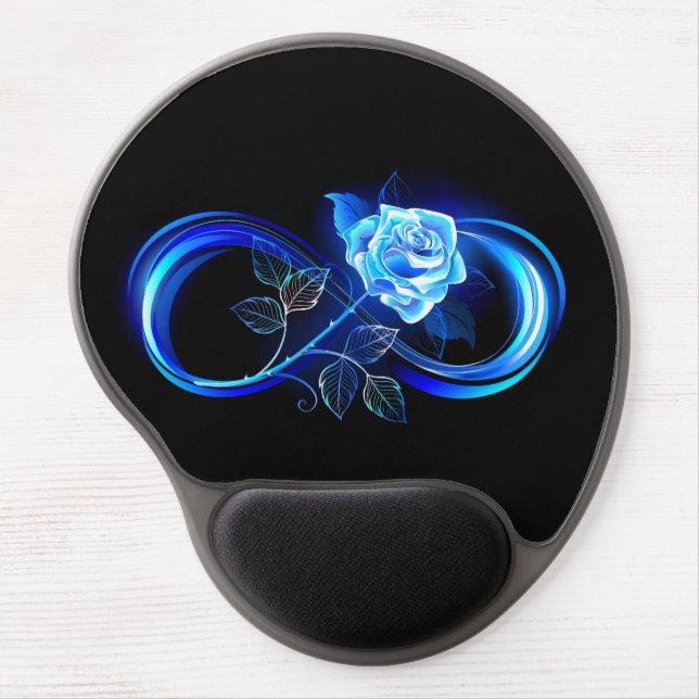 Glowing infinity with blue rose gel mouse pad (Front)