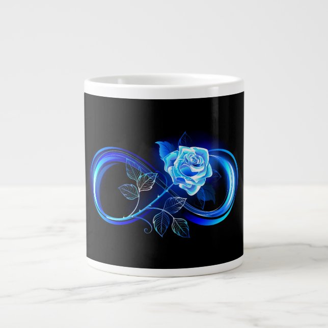 Glowing infinity with blue rose giant coffee mug (Front)