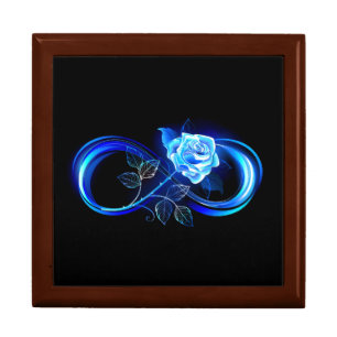 Glowing infinity with blue rose gift box
