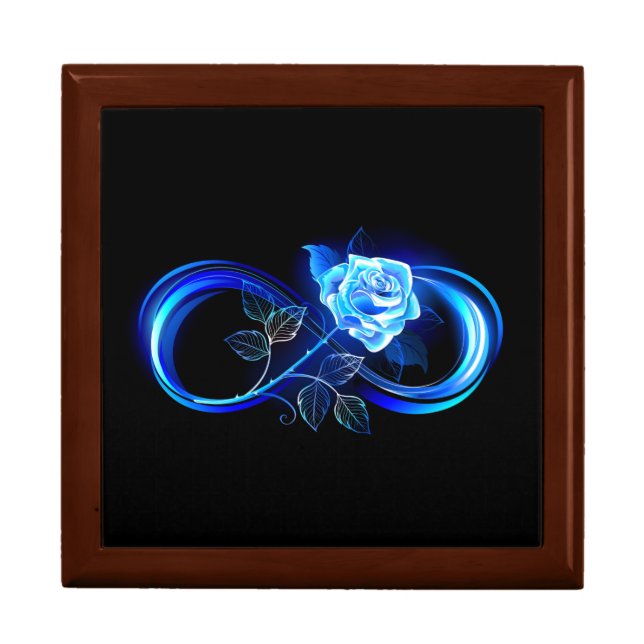 Glowing infinity with blue rose gift box (Front)