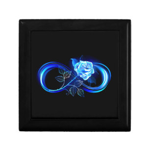 Glowing infinity with blue rose gift box