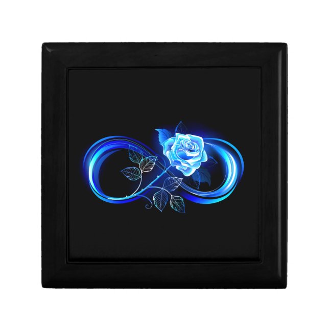 Glowing infinity with blue rose gift box (Front)