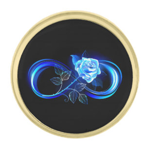 Glowing infinity with blue rose gold finish lapel pin