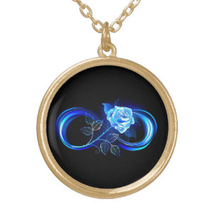 Glowing infinity with blue rose gold plated necklace