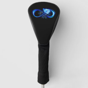 Glowing infinity with blue rose golf head cover