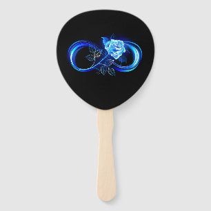 Glowing infinity with blue rose hand fan