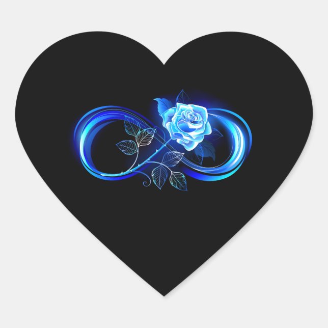 Glowing infinity with blue rose heart sticker (Front)