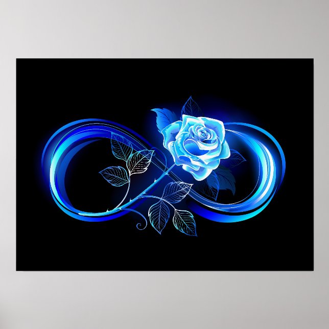 Glowing infinity with blue rose holder (Front)