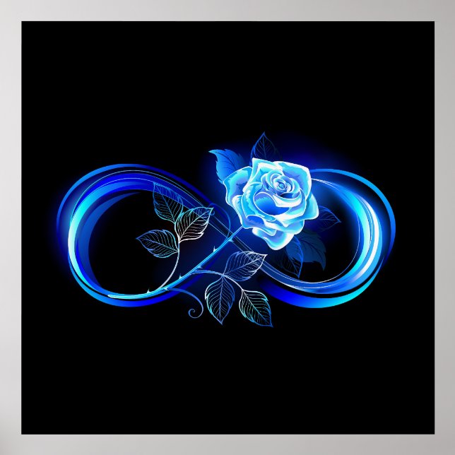 Glowing infinity with blue rose holder (Front)