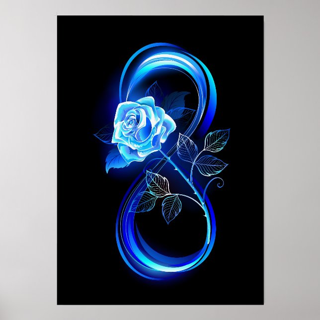Glowing infinity with blue rose holder (Front)