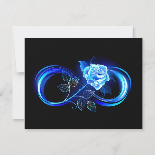 Glowing infinity with blue rose holiday card (Front)