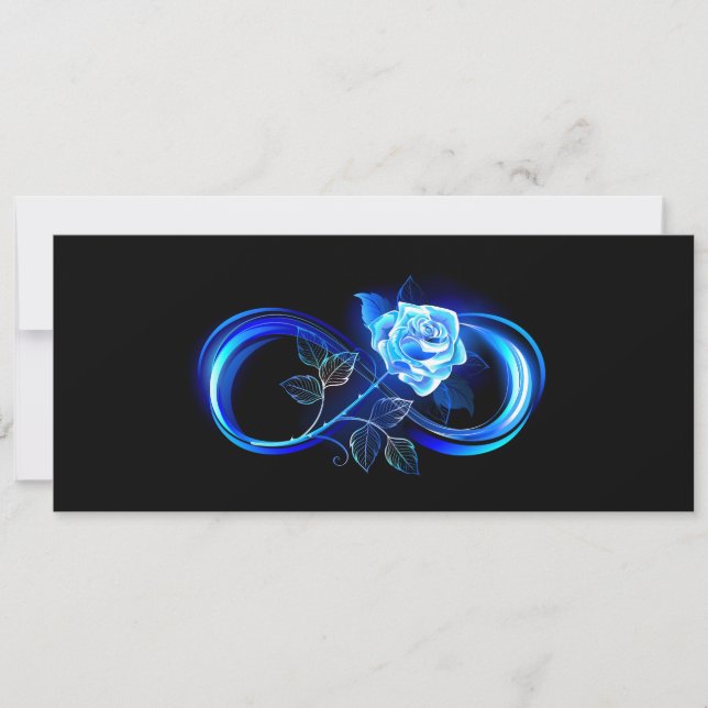 Glowing infinity with blue rose holiday card (Front)
