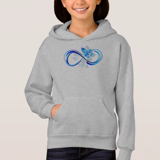 Glowing infinity with blue rose hoodie (Front)