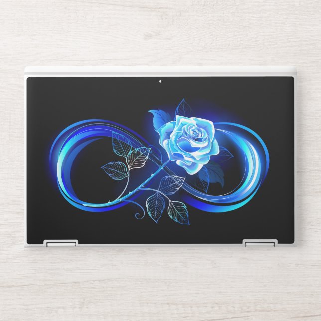 Glowing infinity with blue rose HP laptop skin (Front)