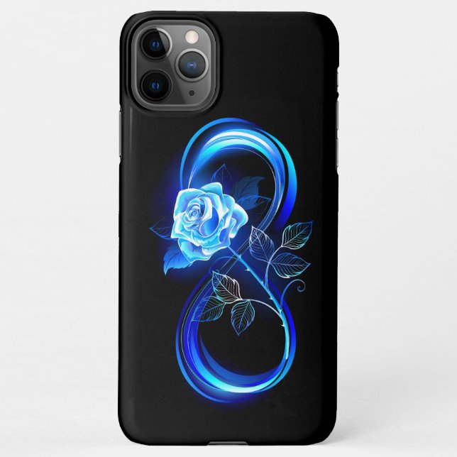 Glowing infinity with blue rose iPhone case (Back)