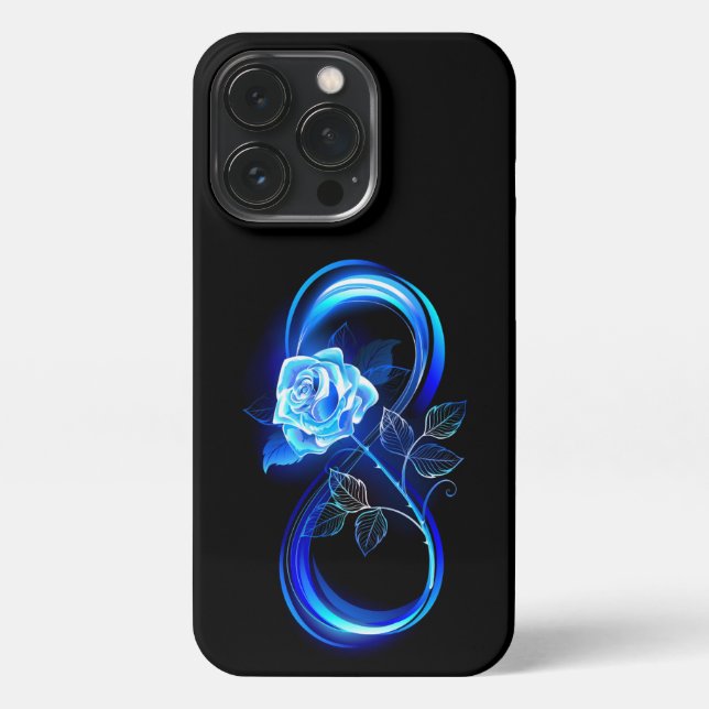 Glowing infinity with blue rose iPhone case (Back)