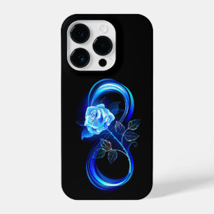 Glowing infinity with blue rose iPhone 14 pro case