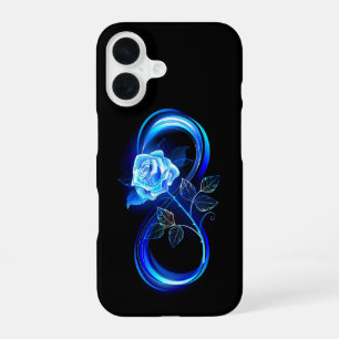 Glowing infinity with blue rose iPhone 16 case