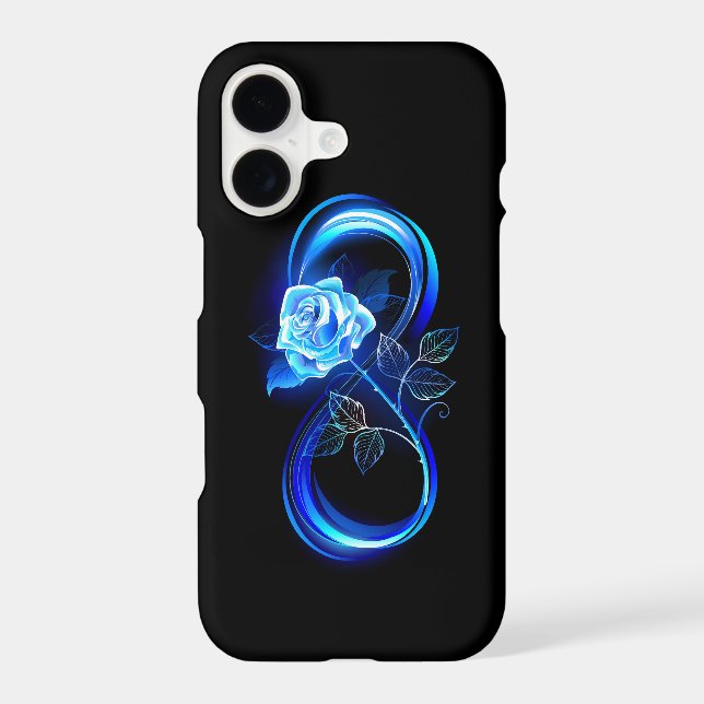 Glowing infinity with blue rose iPhone case (Back)