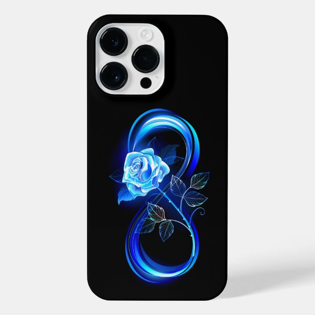 Glowing infinity with blue rose iPhone case (Back)
