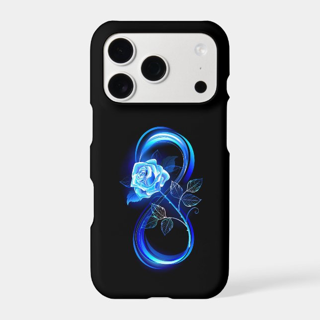 Glowing infinity with blue rose iPhone case (Back)