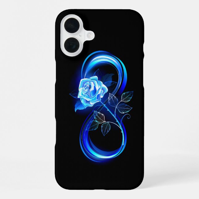 Glowing infinity with blue rose iPhone case (Back)